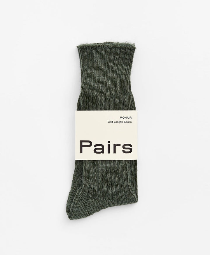 Mohair Socken - Gerippt - Dunkelgrün