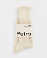 Socken Mohair Gerippt Pairs in Creme