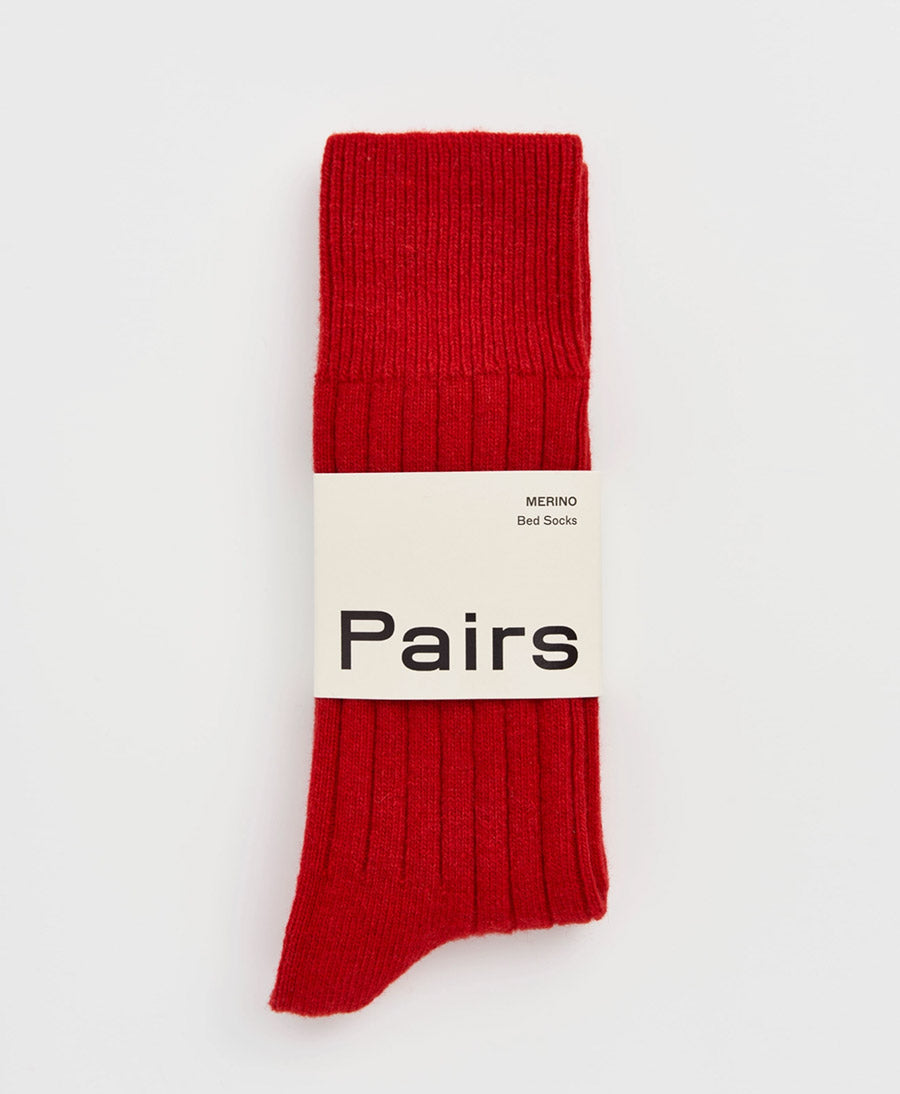 Merino Socken - Gerippt - Rot