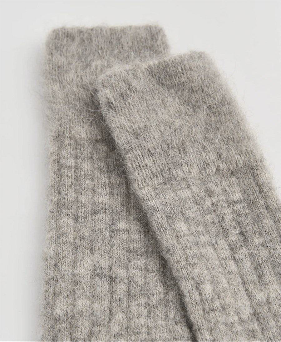 Weiche Alpaka Socken - Gerippt - Grau (meliert)