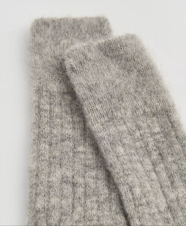 Weiche Alpaka Socken - Gerippt - Grau (meliert)
