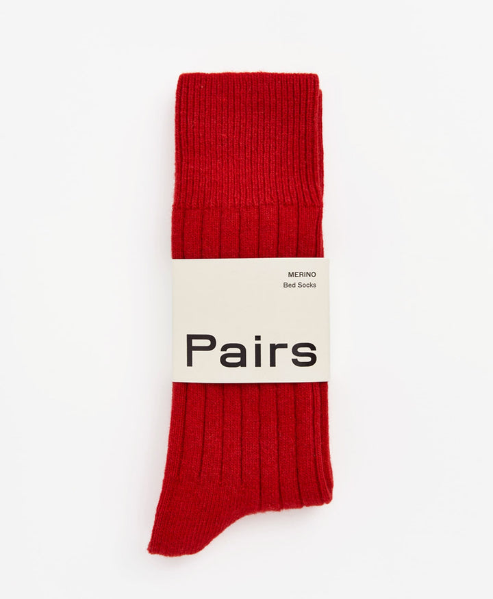 Merino Socken - Gerippt - Rot