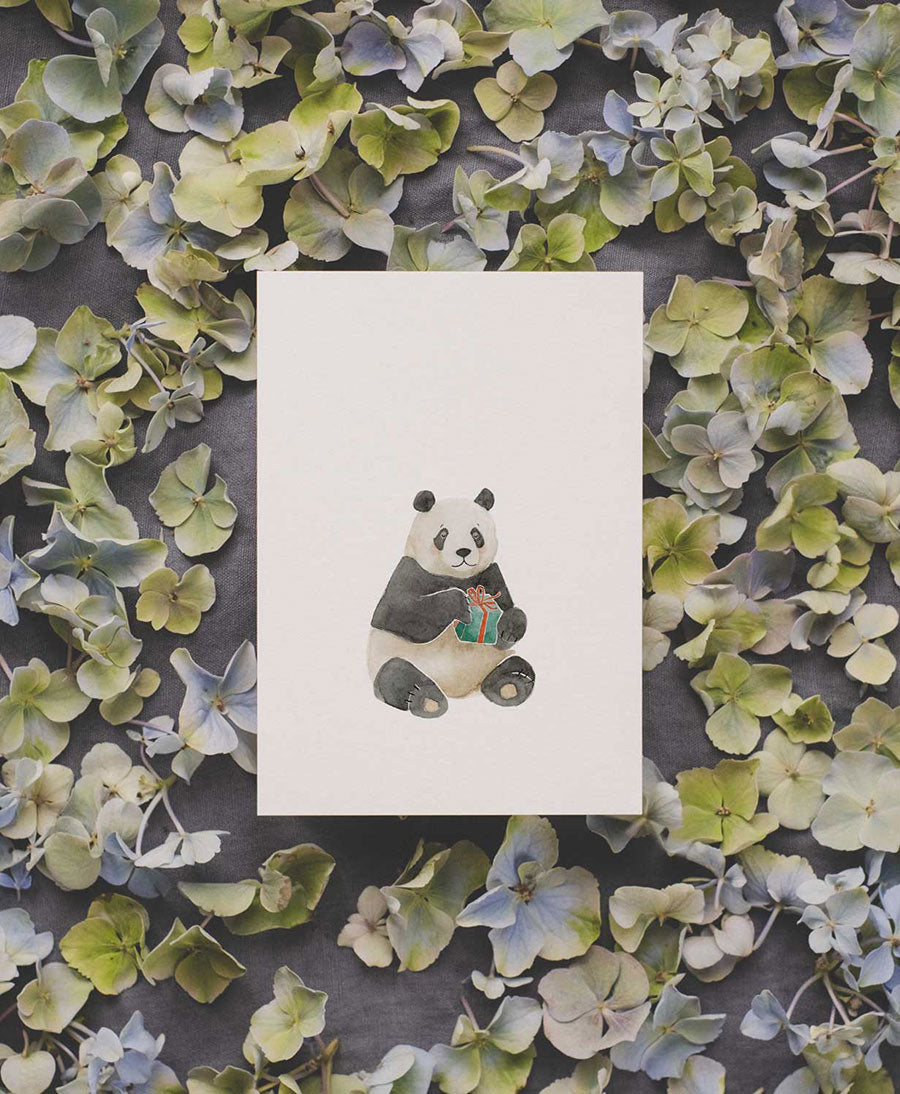 Postkarte "Panda Geschenk"