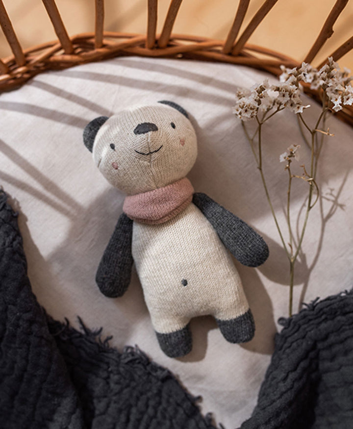 Babyrassel Panda - Creme, Anthrazit, Rosa