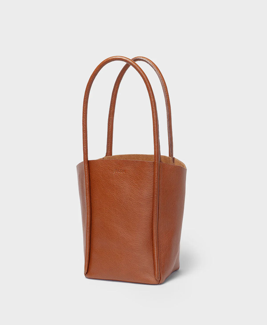 Kleine Tasche Cord Tote aus Leder - Braun