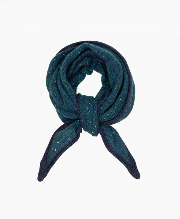Kleiner Gestrickter Schal / Foulard aus Kaschmir - Petrol / Blau
