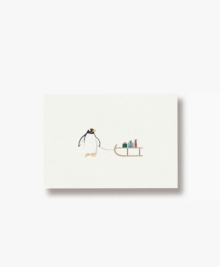 Postkarte "Pinguin mit Geschenken" Weihnachtskarte
