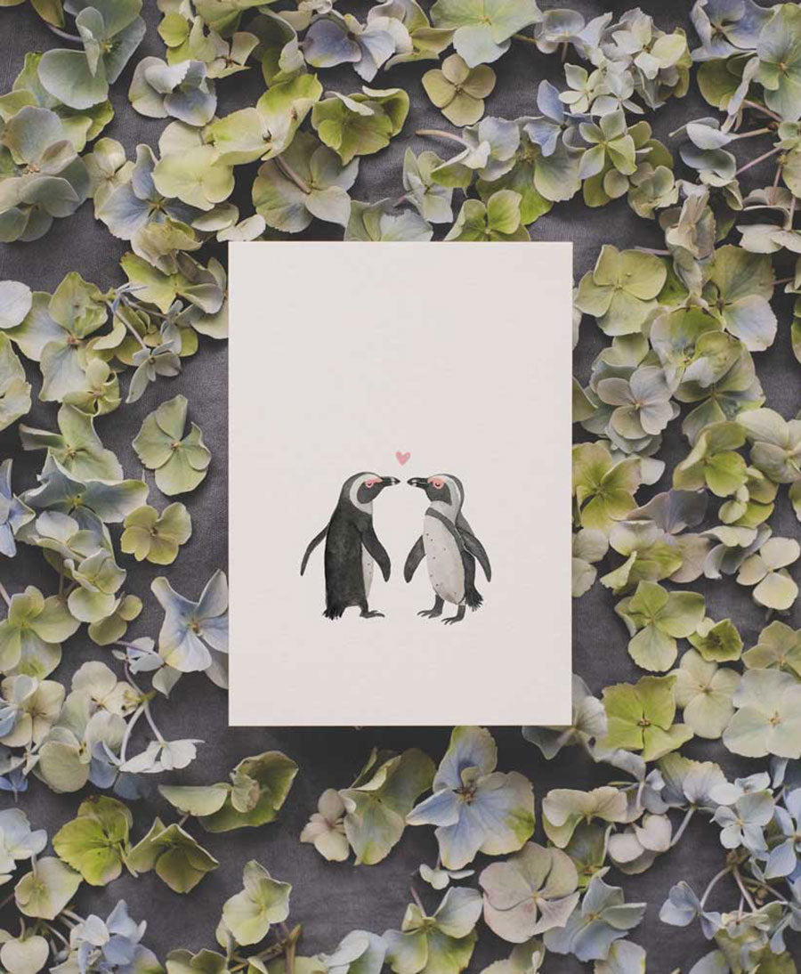 Postkarte "Pinguine in Love"