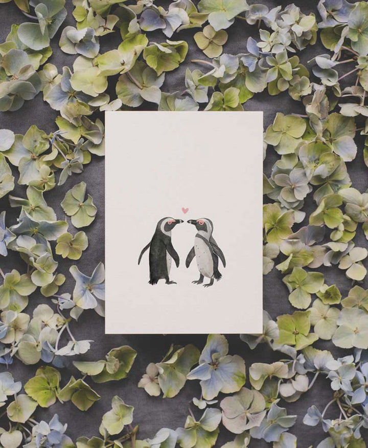 Postkarte "Pinguine in Love"