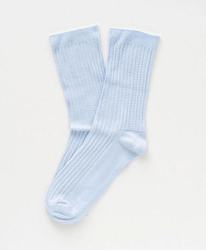 Pointelle Socken - gerippter Feinstrick - Hellblau