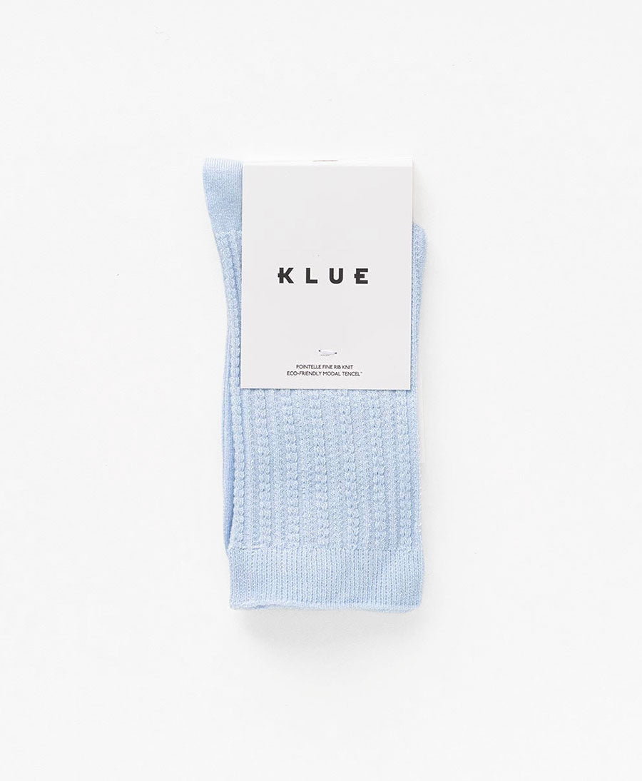 Pointelle Socken - gerippter Feinstrick - Hellblau