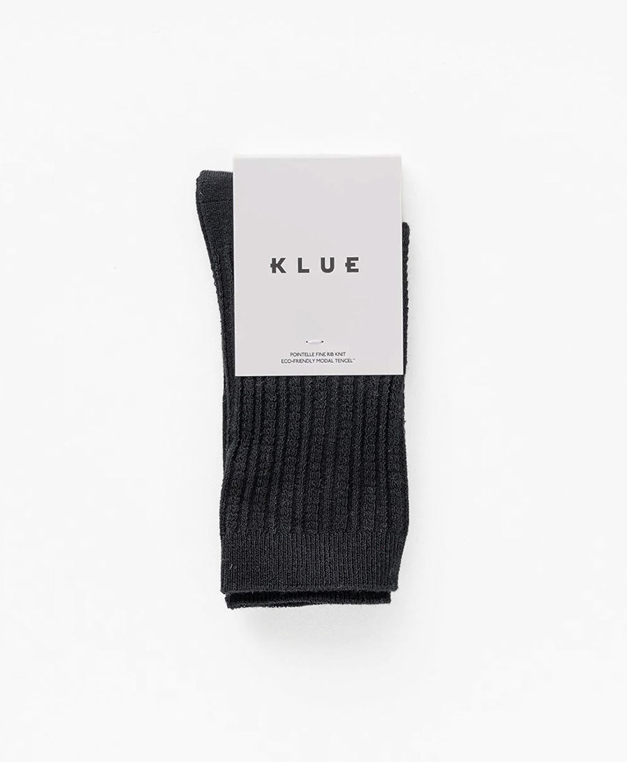 Pointelle Socken - gerippter Feinstrick - Schwarz
