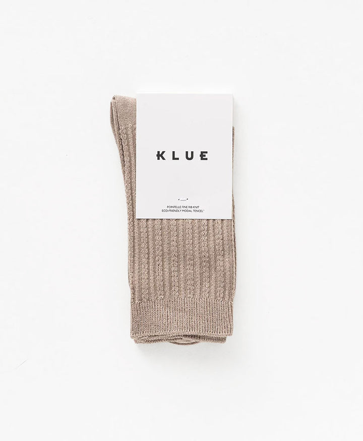 Pointelle Socken - gerippter Feinstrick - Moka