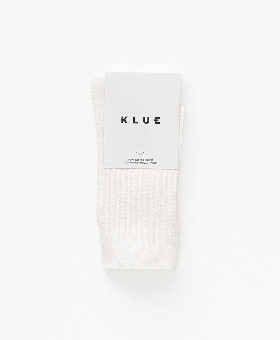 Pointelle Socken - gerippter Feinstrick - Weiss