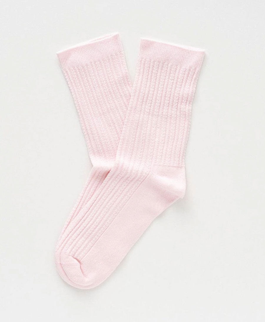 Pointelle Socken - gerippter Feinstrick - Rosa