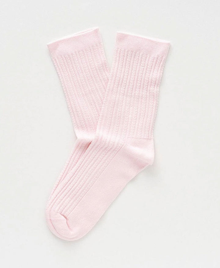 Pointelle Socken - gerippter Feinstrick - Rosa