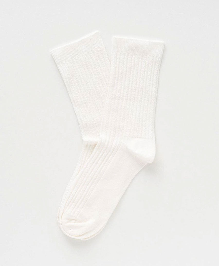 Pointelle Socken - gerippter Feinstrick - Weiss