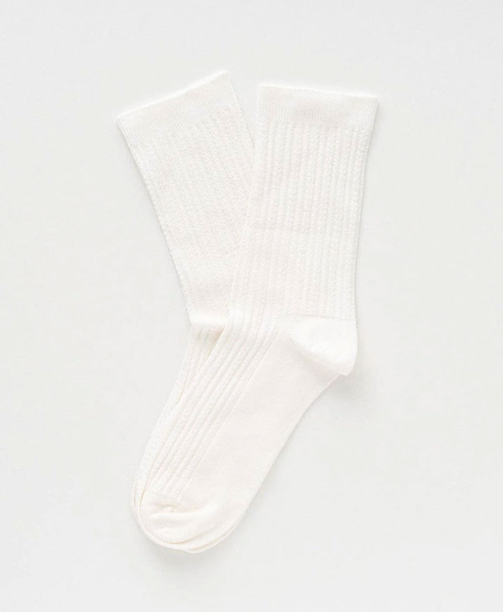 Pointelle Socken - gerippter Feinstrick - Weiss