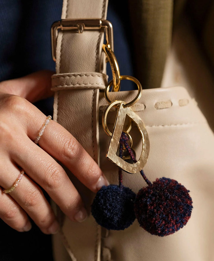 Schlüsselanhänger Pom Pom KOURA - Marine / Bordeaux