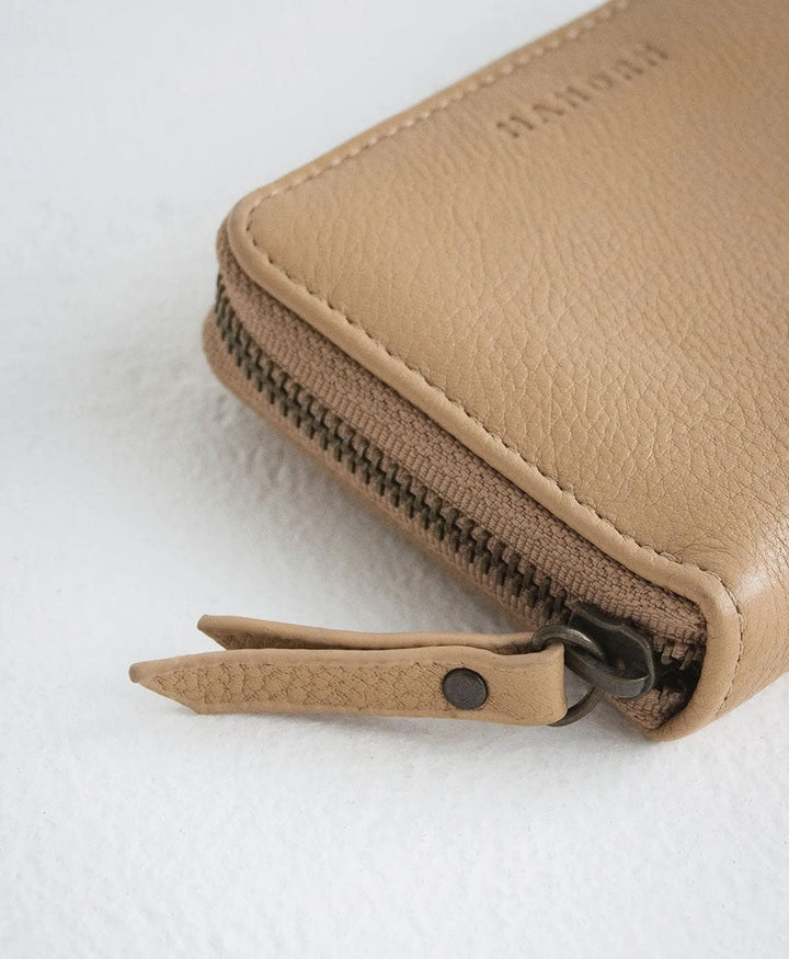 Portemonnaie aus Leder - Quin Wallet Sand - MANDRN - clomes