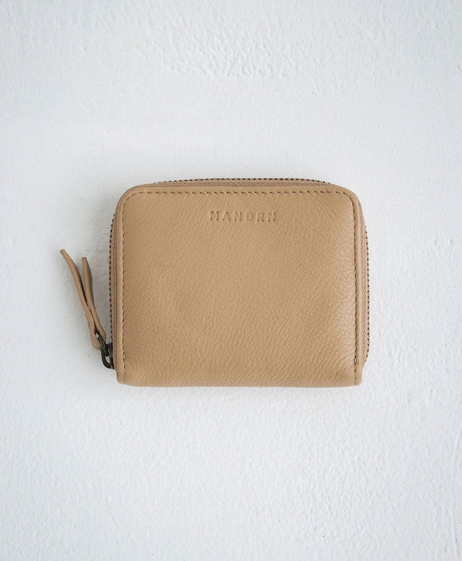 Portemonnaie aus Leder - Quin Wallet Sand - MANDRN - clomes