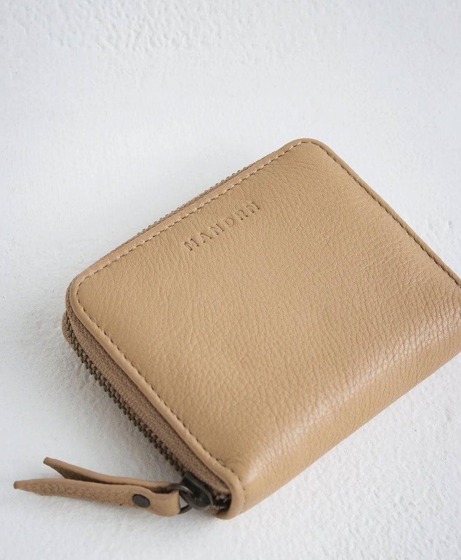 Portemonnaie aus Leder - Quin Wallet Sand - MANDRN - clomes