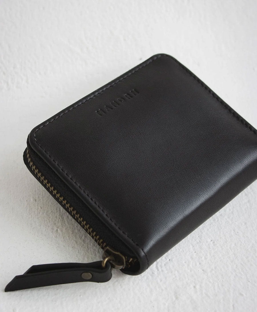 Portemonnaie aus Leder - Quin Wallet Schwarz - MANDRN - clomes