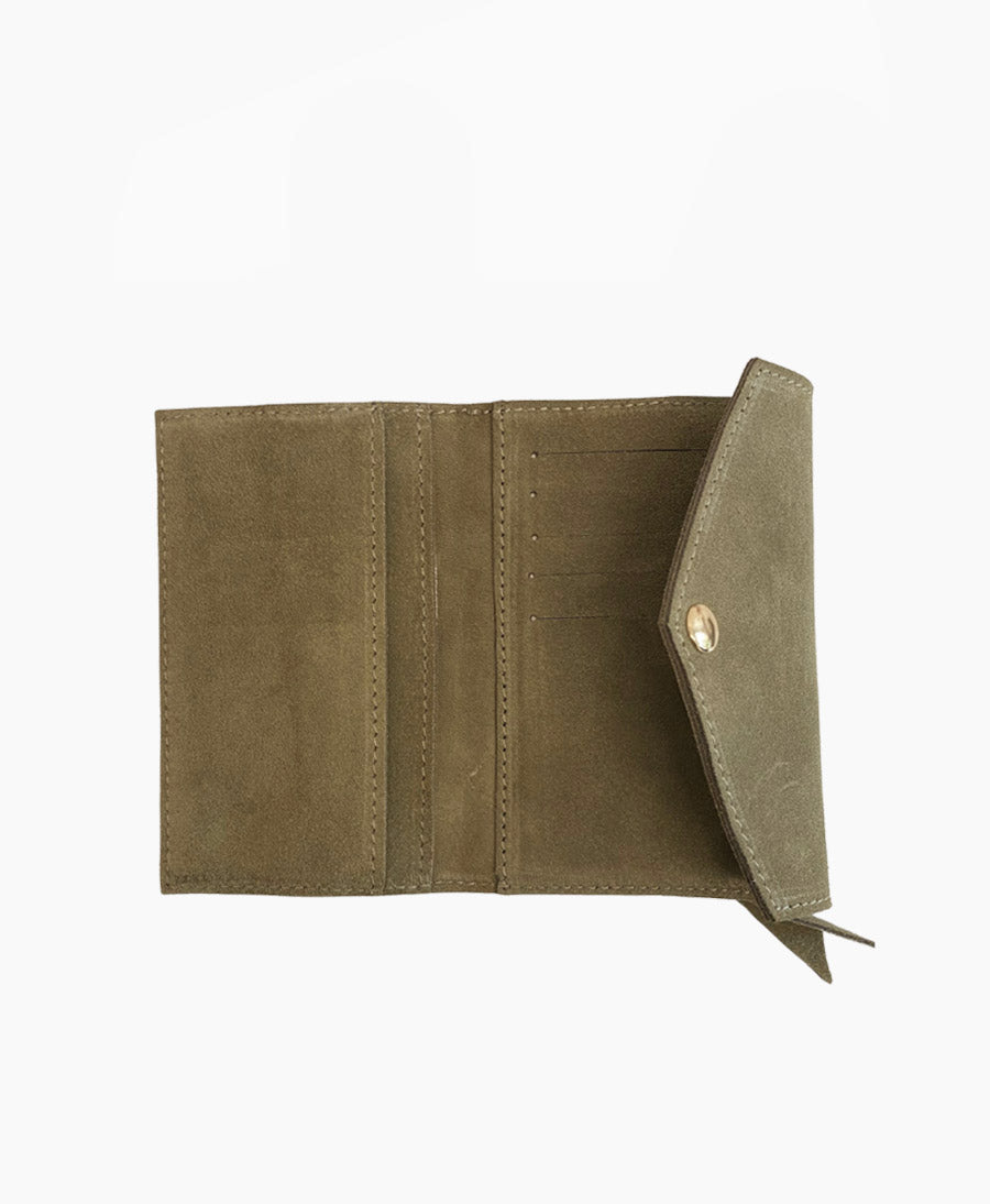 Denya Portemonnaie Flip Wallet aus Leder - Olive