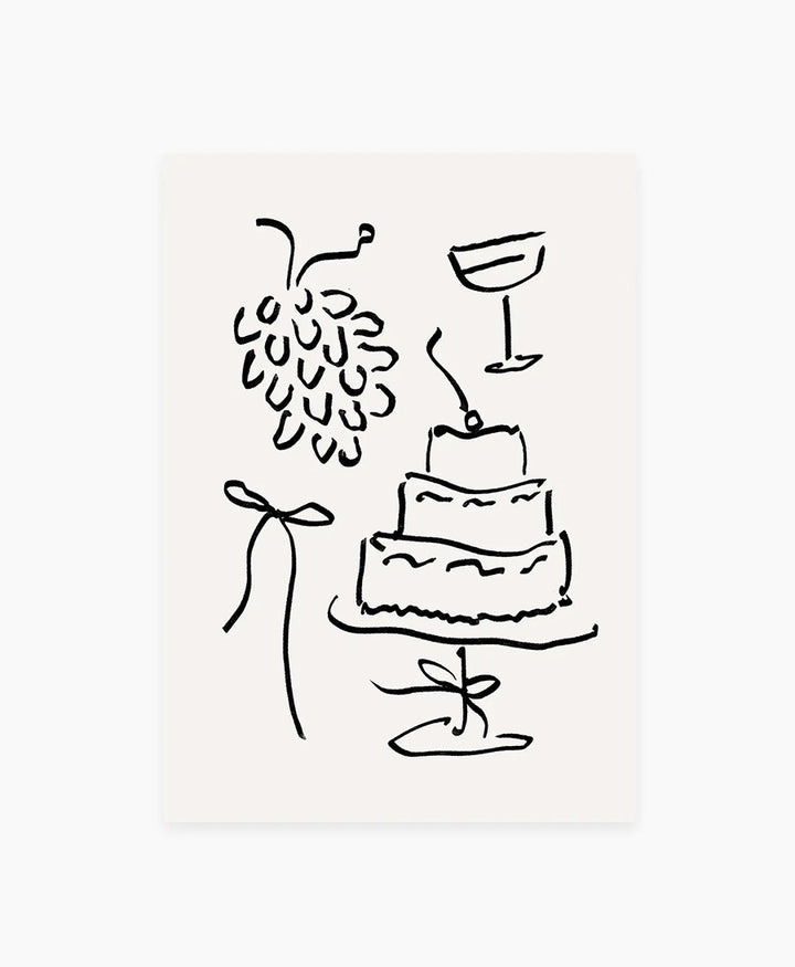 Postkarte "Trauben & Torte"