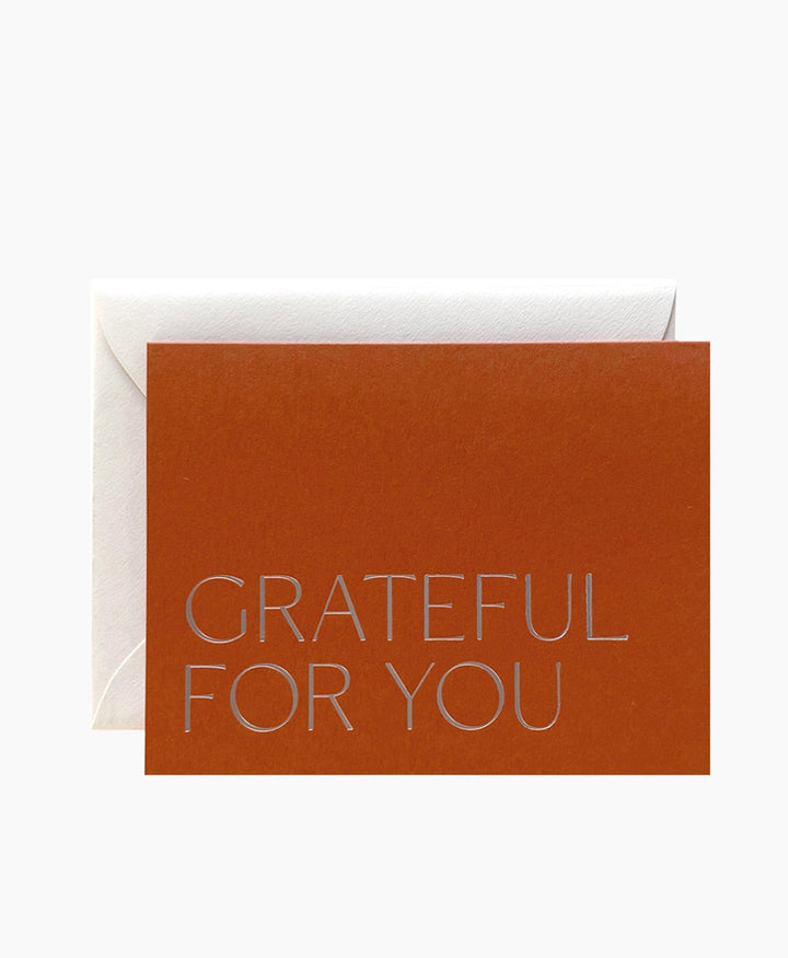 Geprägte Karte mit Couvert "GRATEFUL FOR YOU" - Rostrot