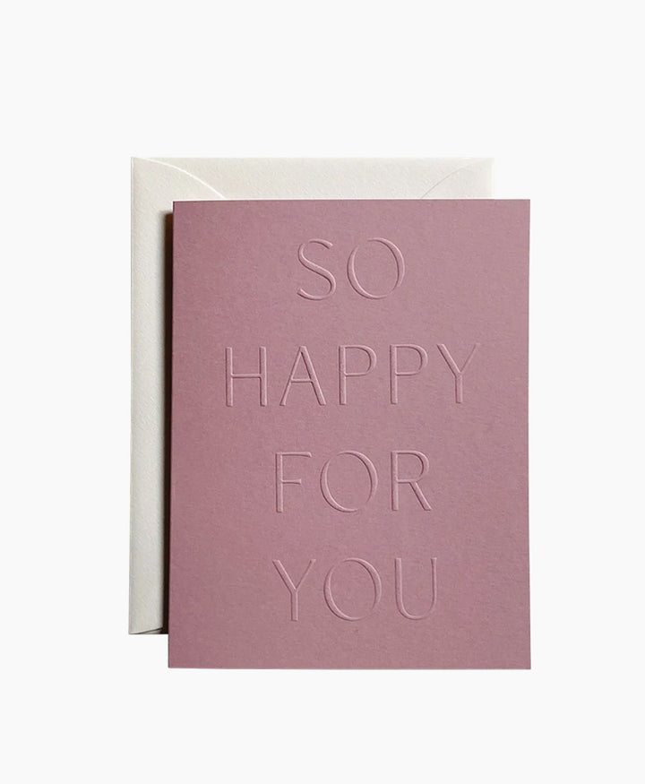 Geprägte Karte mit Couvert "SO HAPPY FOR YOU" - Lila