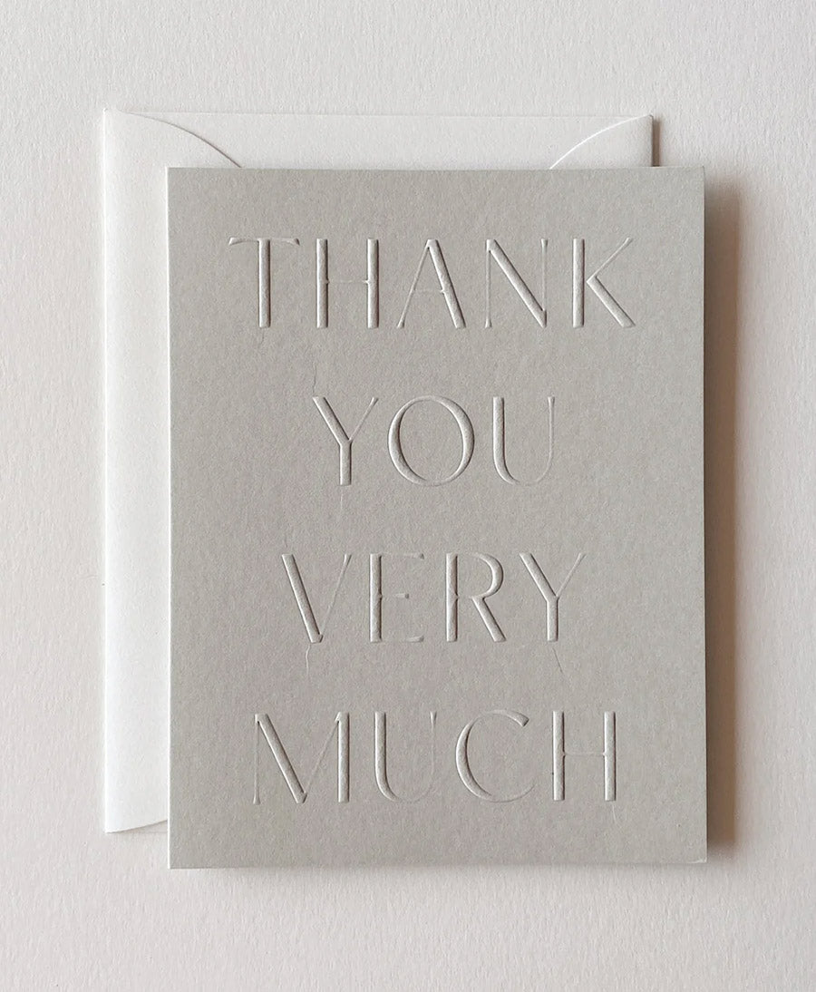 Geprägte Karte mit Couvert "THANK YOU VERY MUCH" Grau