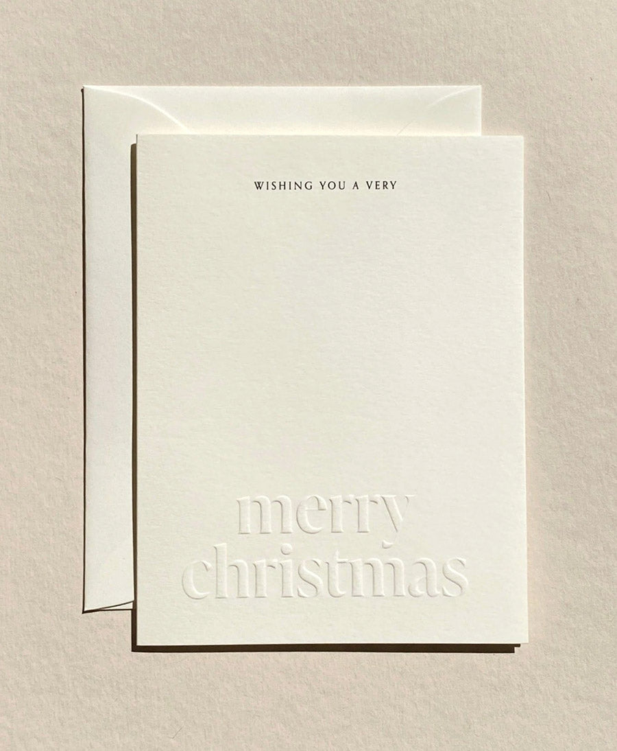 Geprägte Karte mit Couvert "MERRY CHRISTMAS" - Natur