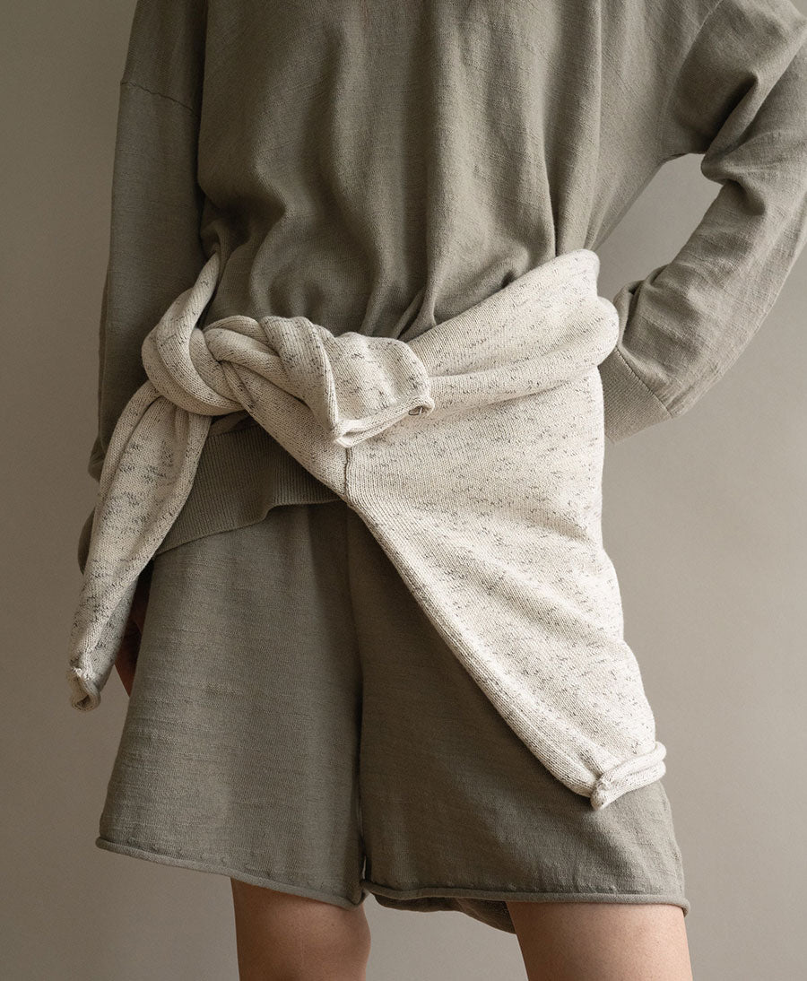 Strickpullover Speckle Cream Rolled Sweater