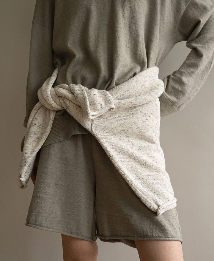 Strickpullover Speckle Cream Rolled Sweater