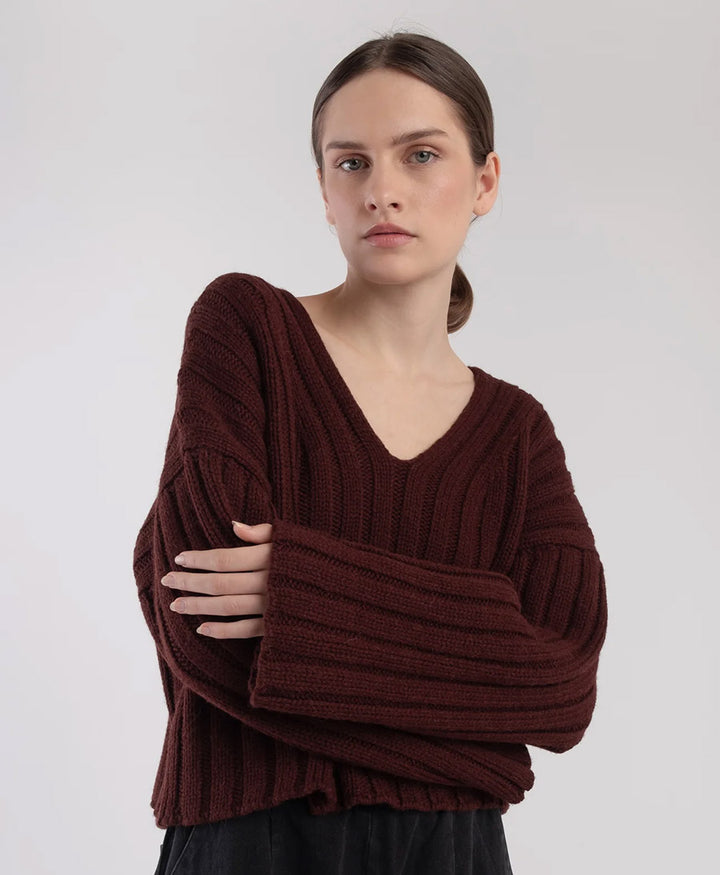 Strickpullover Plum Cropped Rib Pullover