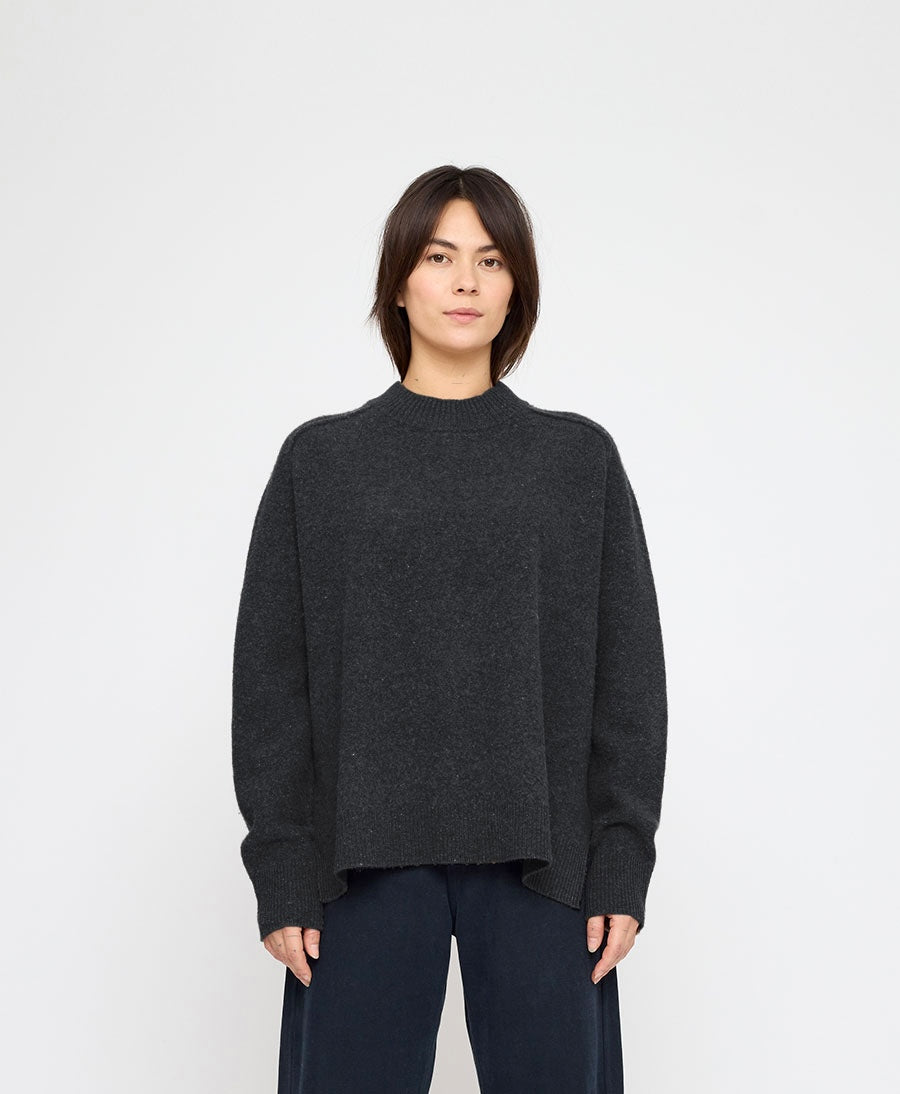 Strickpullover Roll Seam Sweater - Anthrazit (gesprenkelt)