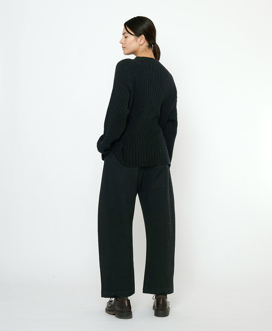 Strickpullover Oversized Ribbed Mockneck - Schwarz