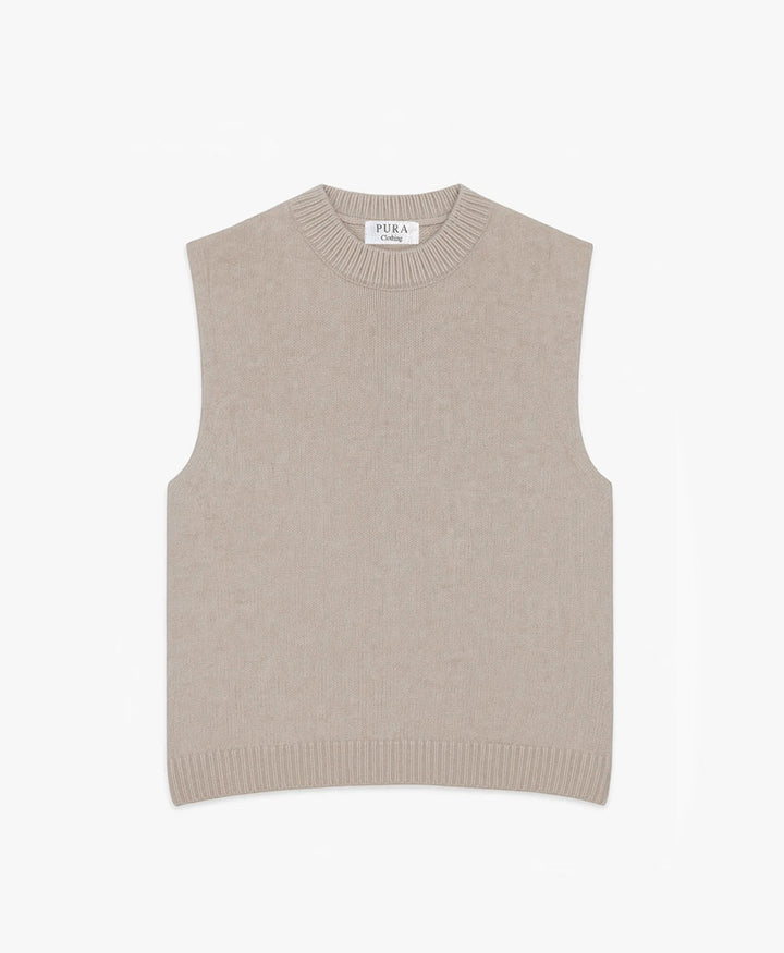 Stricktop - Mock Neck Tank - Kaschmir/Seide - Greige