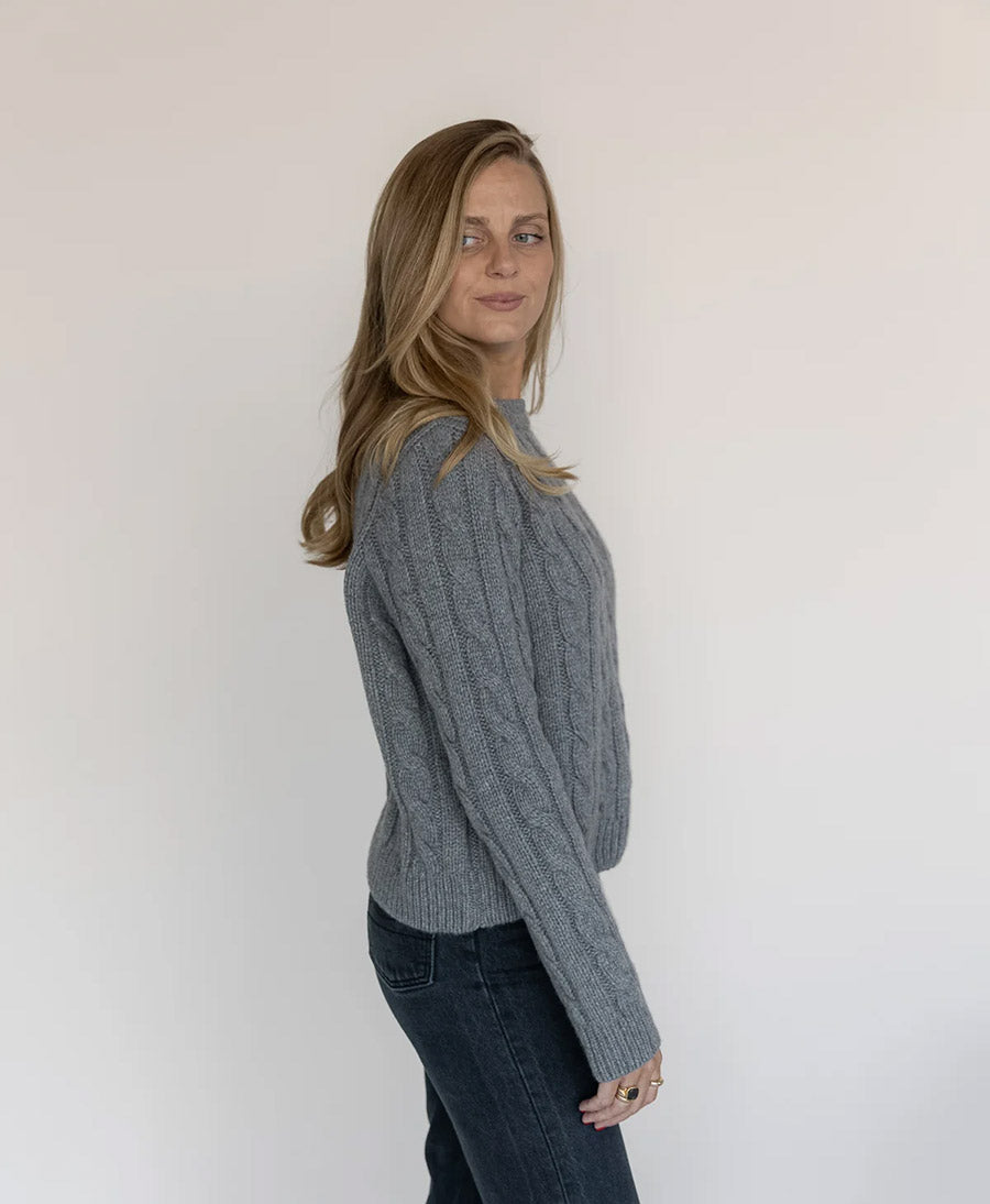 Strickpullover - Cable Knit Sweater - Kaschmir - Grau