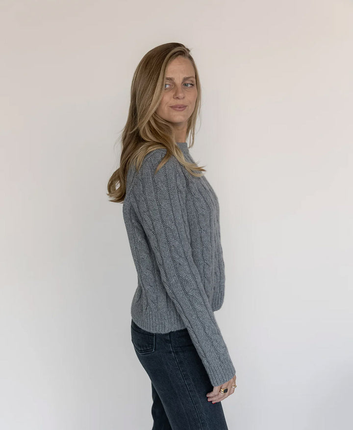 Strickpullover - Cable Knit Sweater - Kaschmir - Grau