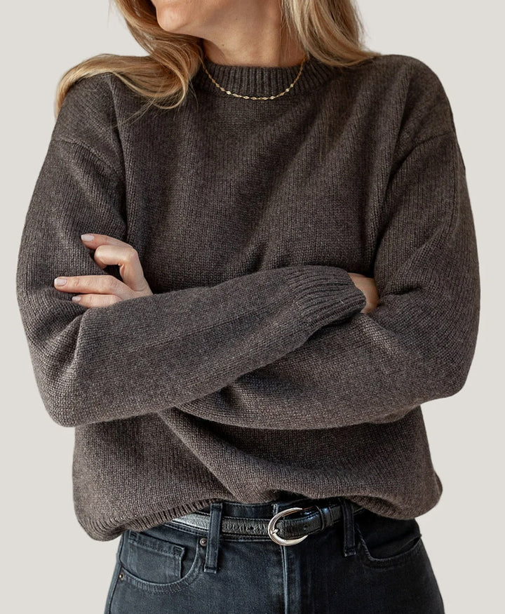 Strickpullover - Crewneck Sweater - Kaschmir/Seide - Dunkelbraun