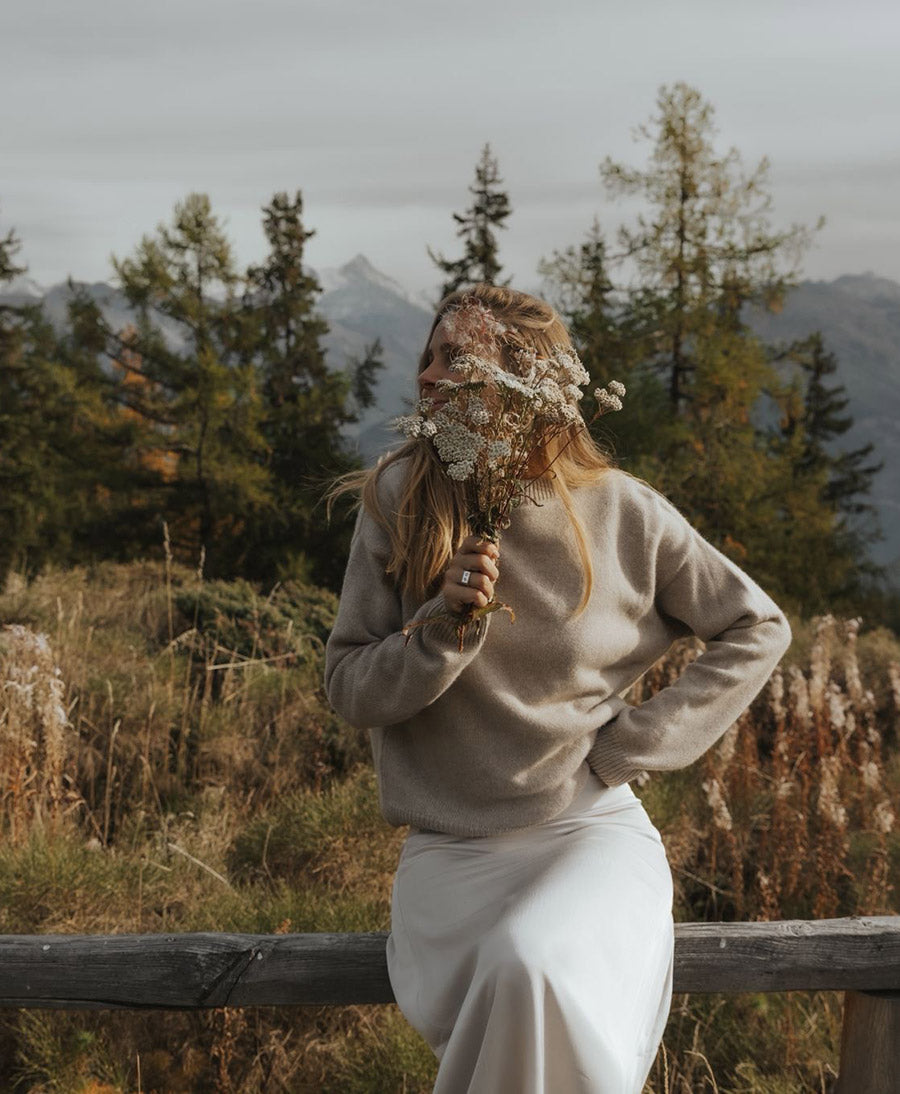 Strickpullover - Crewneck Sweater - Kaschmir/Seide - Greige