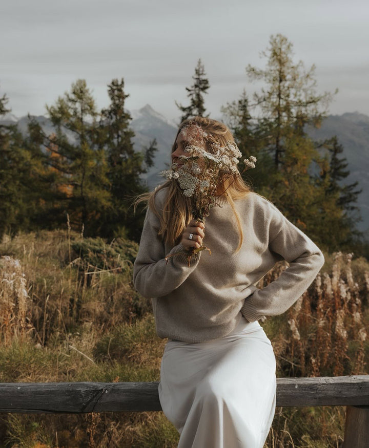 Strickpullover - Crewneck Sweater - Kaschmir/Seide - Greige