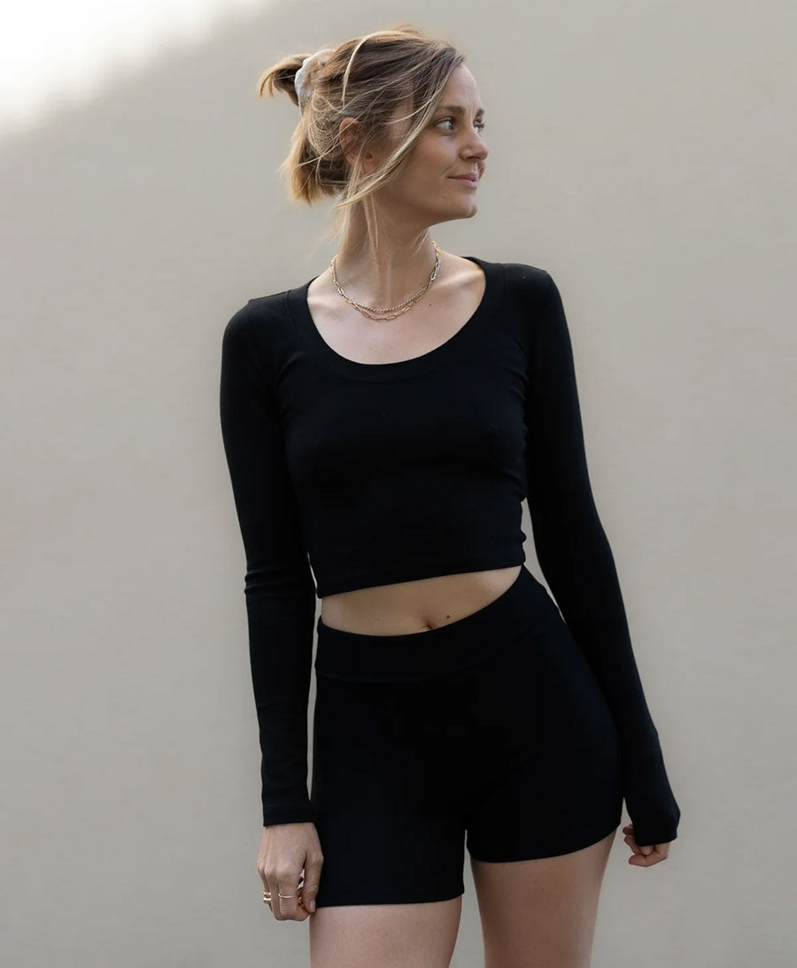 Biker Leggings Shorts aus Tencel  - Schwarz
