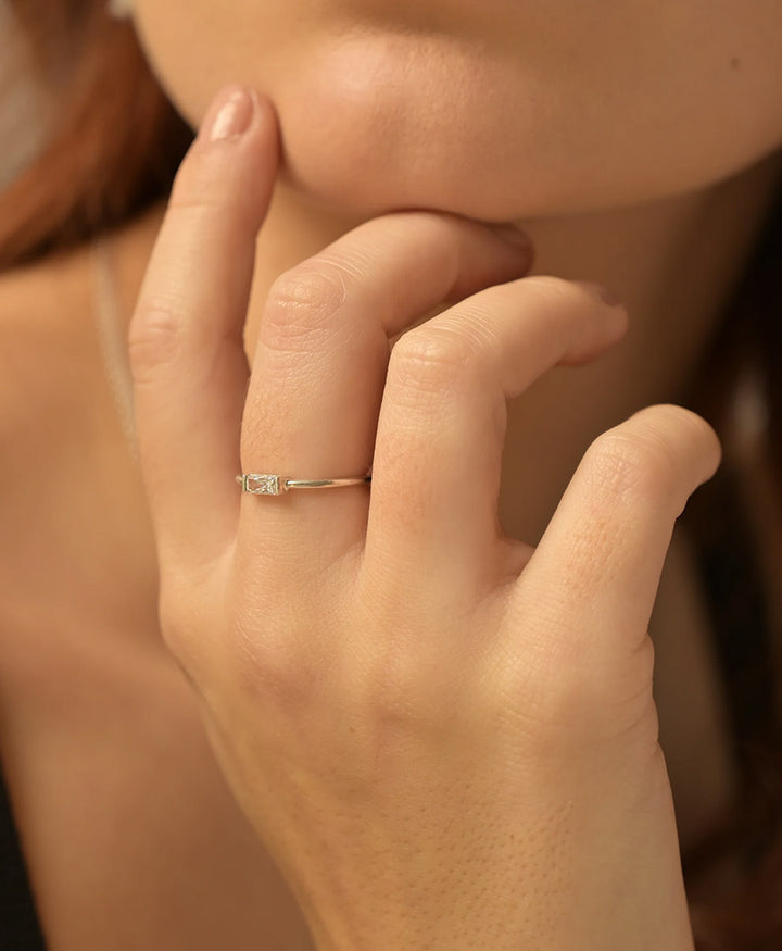 Fingerring Silber "Rectangle Gemstone Ring"
