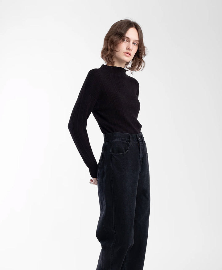 Schwarzer Strickpullover - Black Isla Rib Top