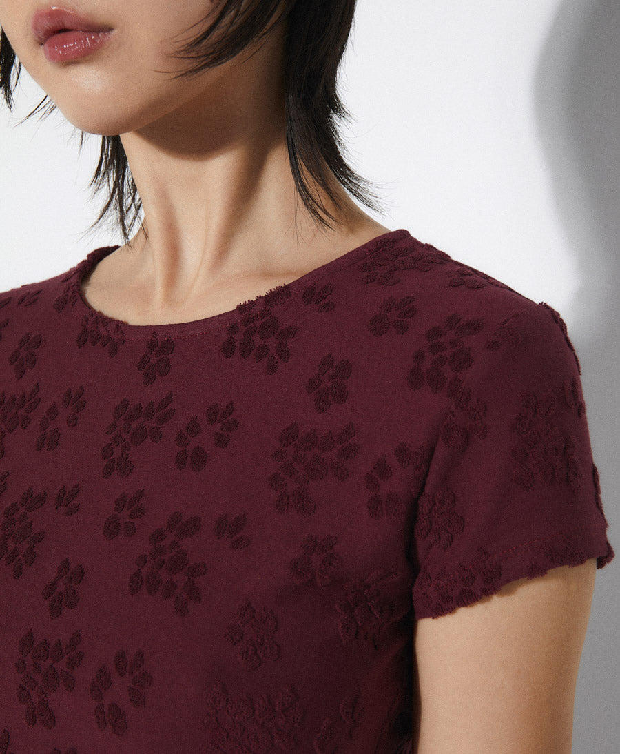 Kurzes T-Shirt GLORIA - Burgundy