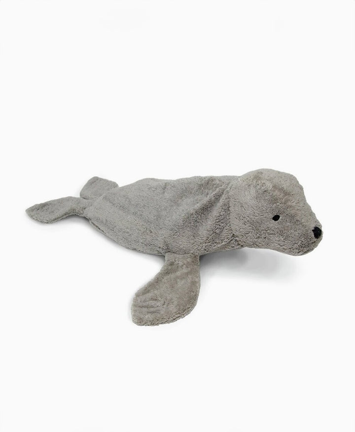 Robbe (gross) Kuscheltier & Wärmekissen - grau