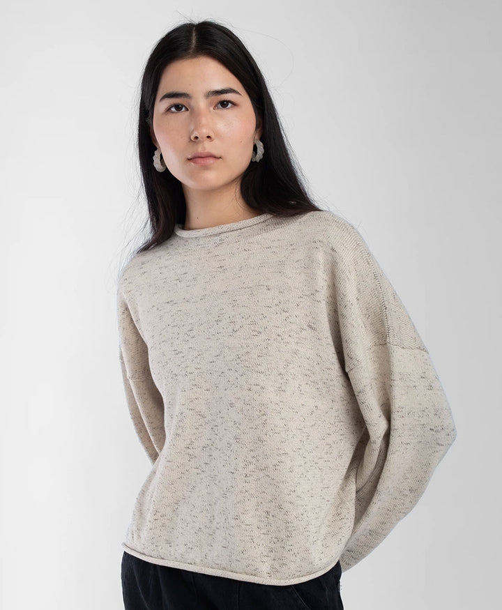 Strickpullover Speckle Cream Rolled Sweater